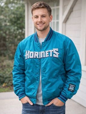 NBA Teal & Navy Charlotte Hornets Varsity Jacket